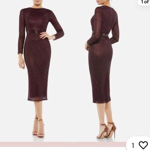 NWT Mac Duggal Aubergine beaded Midi dress 4